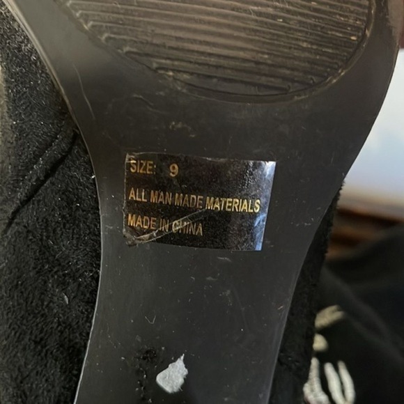 Qupid Black Faux Suede Lace Up Back Stretchy Over The Knee Boots-Size 9 - Picture 9 of 9